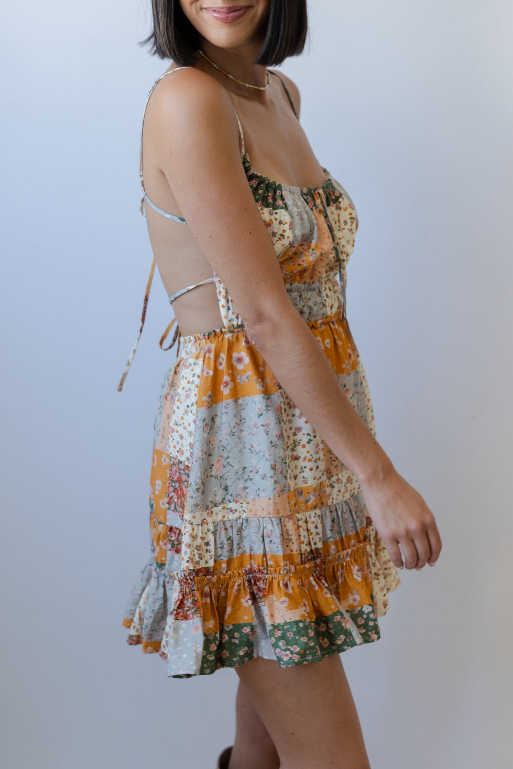 Patchwork Floral Mini Dress