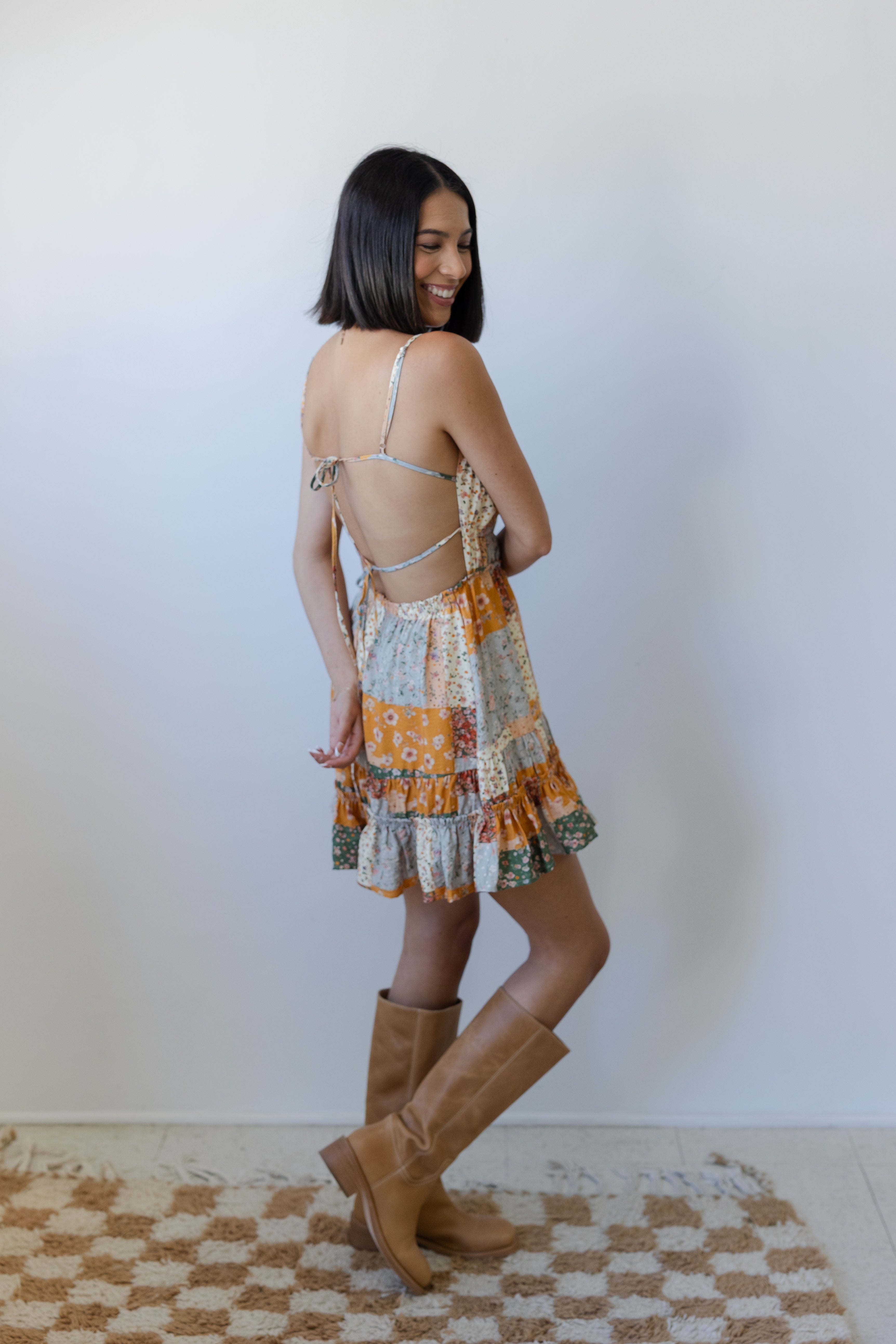 Patchwork Floral Mini Dress