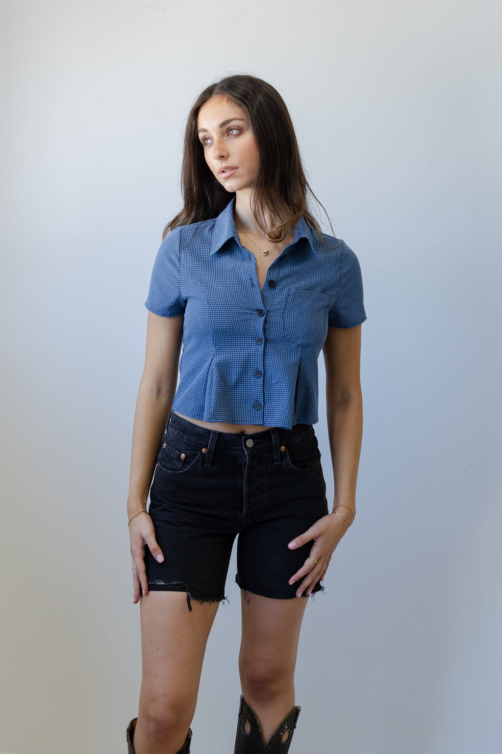 Checkered Button Up Top