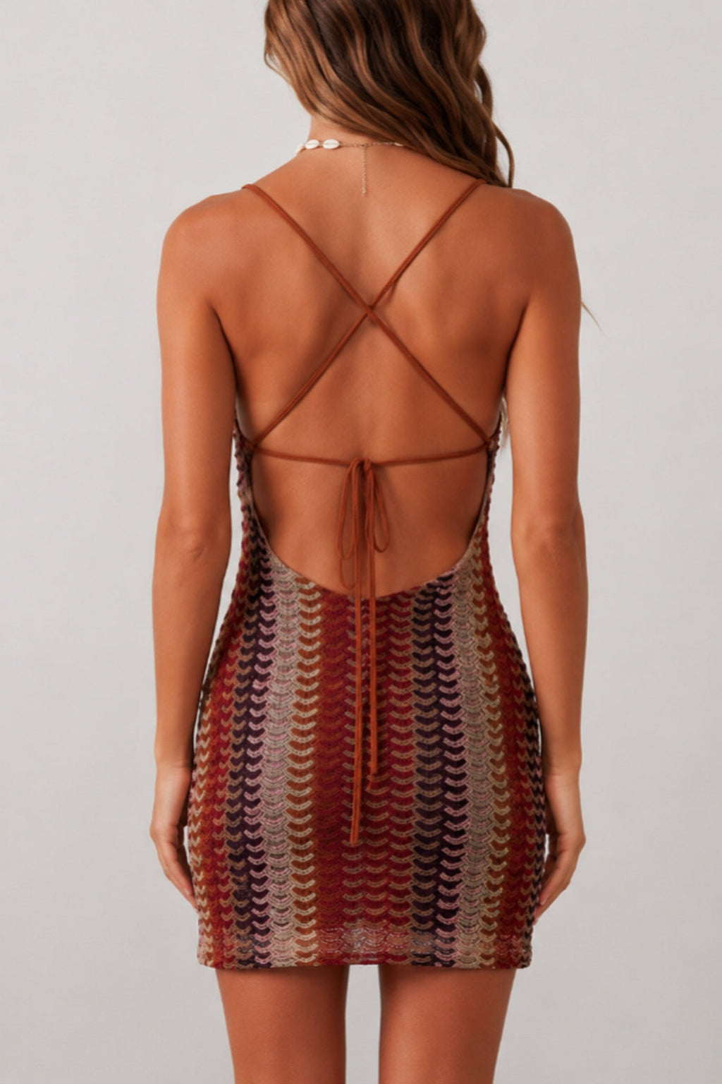 Cross Back Crochet Mini Dress