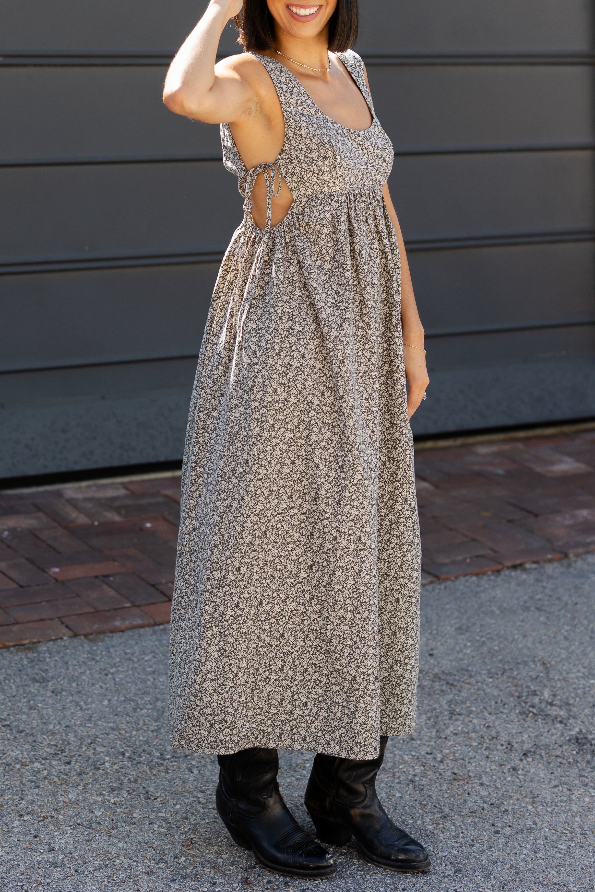 Side Tie Floral Maxi Dress