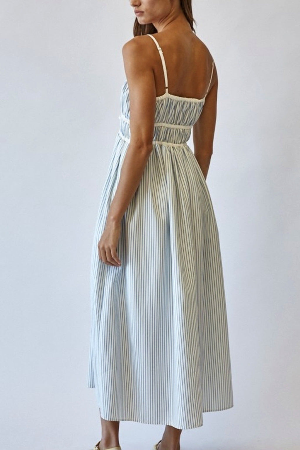 Stripe Tie Front Midi Dress