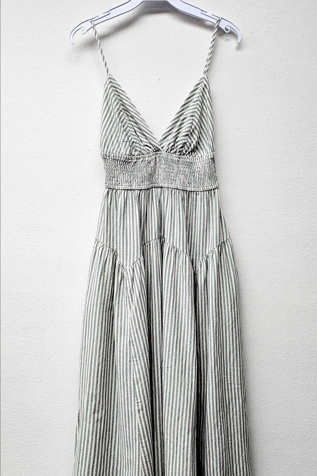Striped Smocked Midi Dress