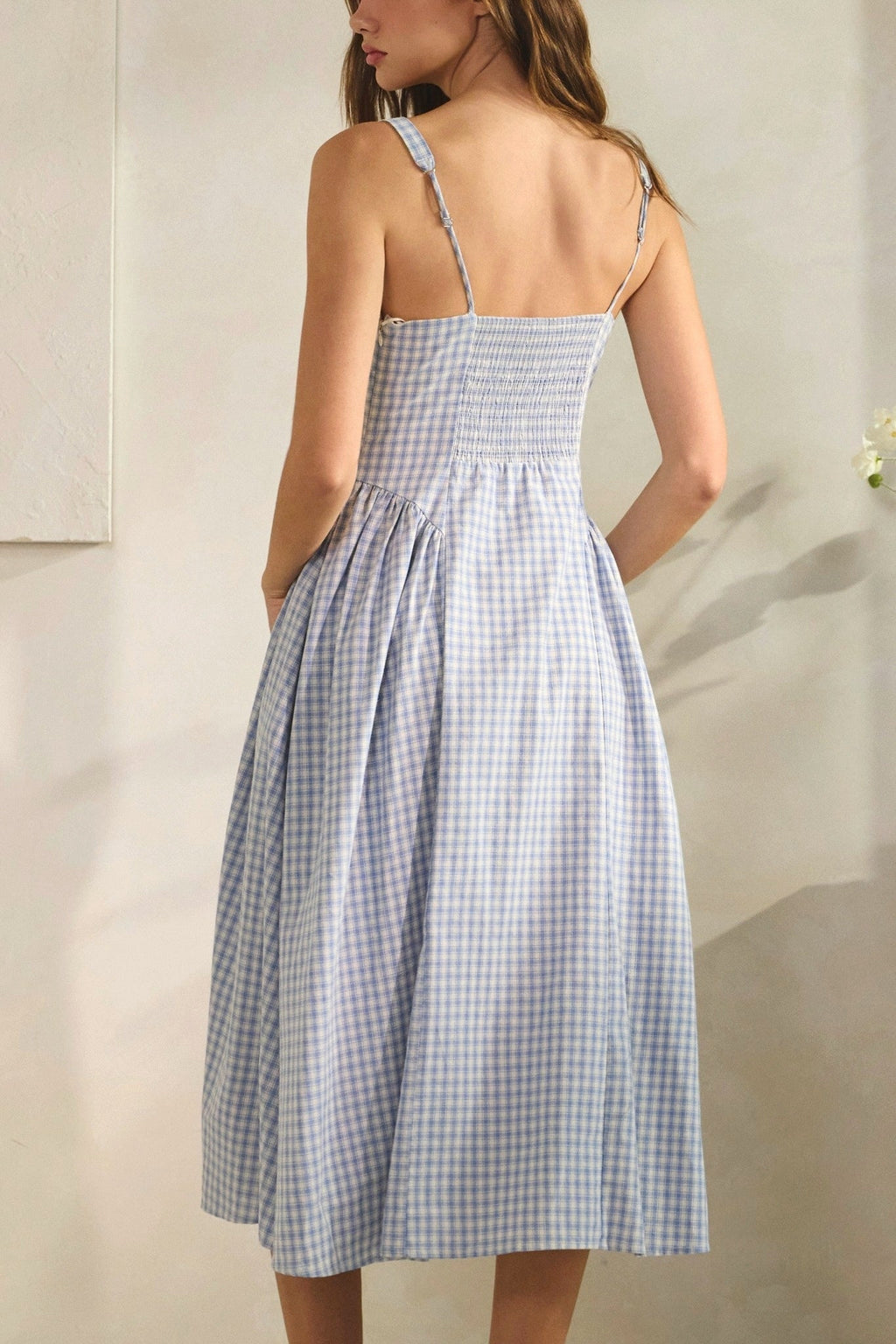Gingham Tie Front Midi Dress