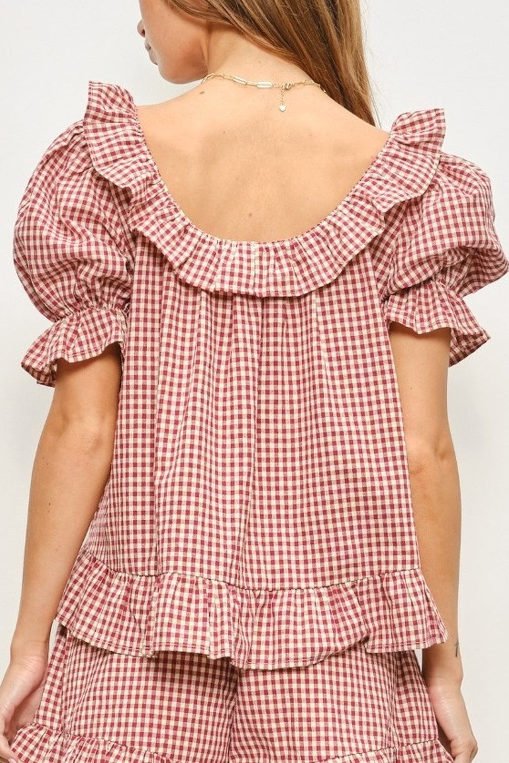 Ruffle Gingham Top
