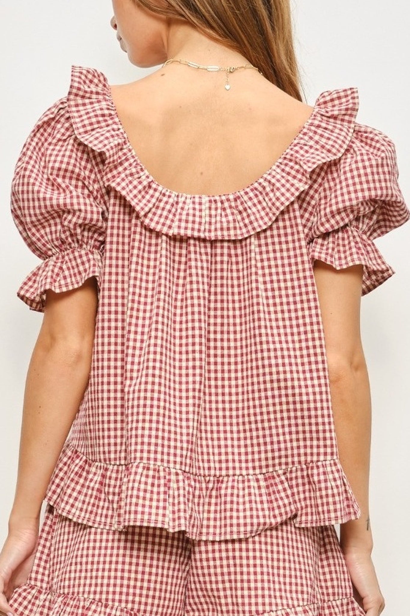 Ruffle Gingham Top