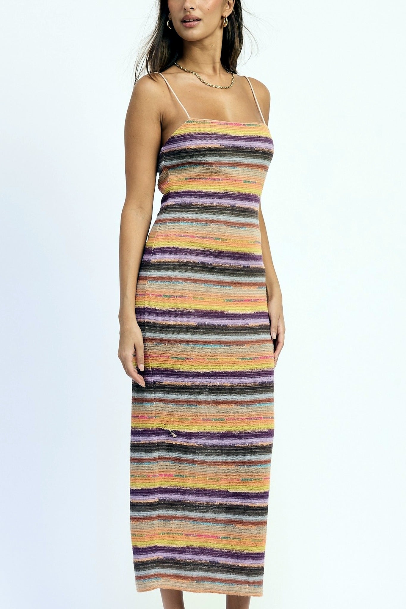 Striped Knit Cami Midi Dress
