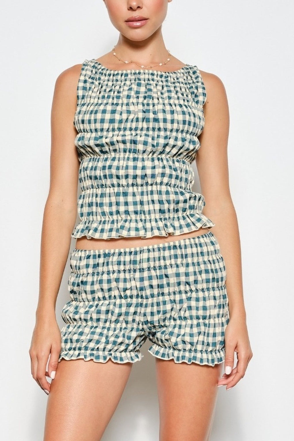 Smocked Gingham Top