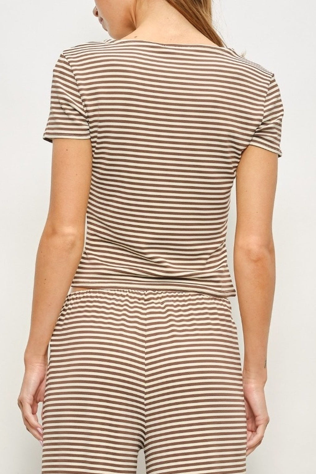 Striped Button Front Tee