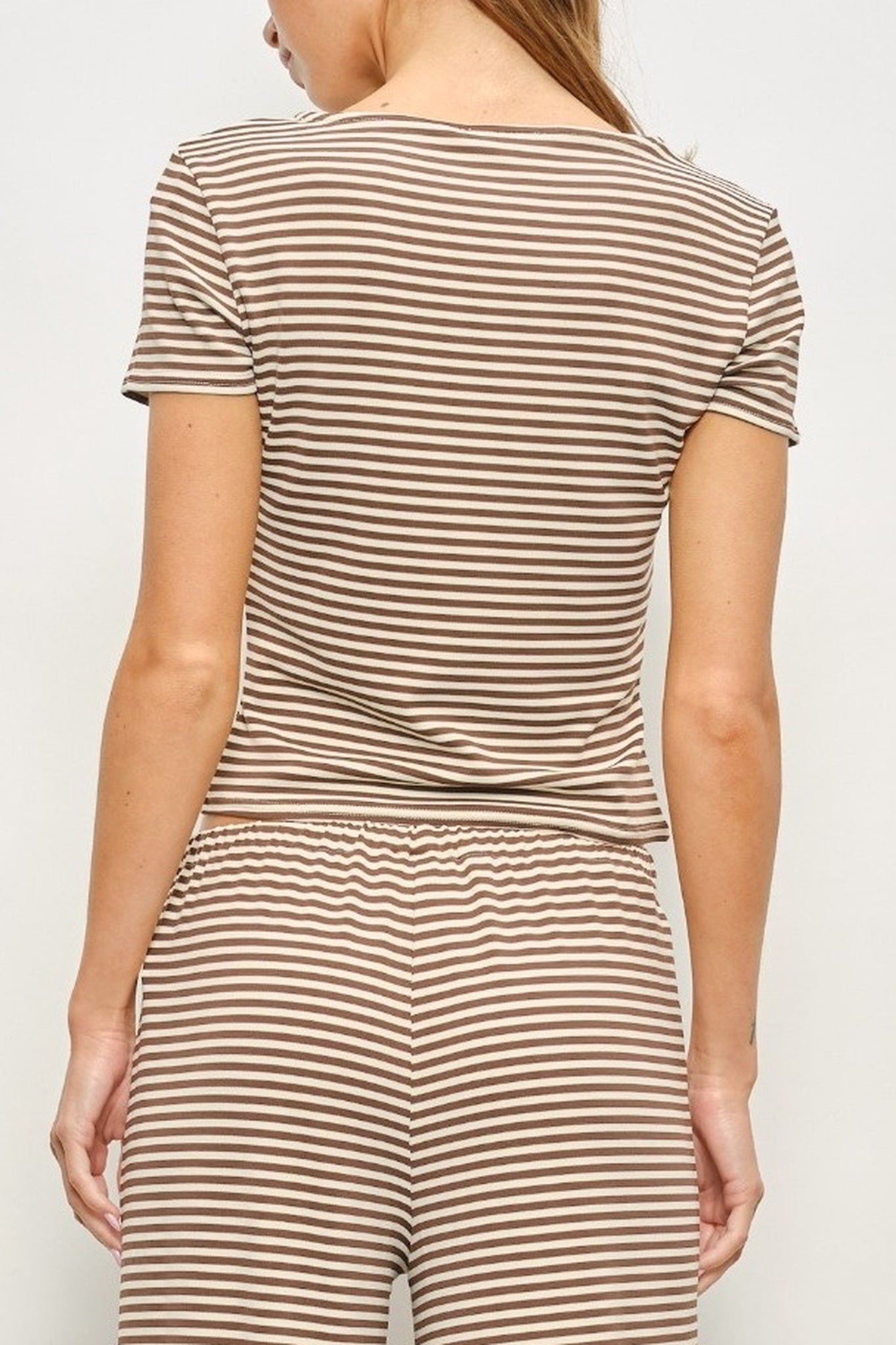 Striped Button Front Tee