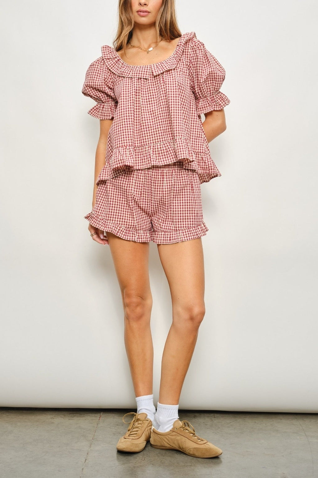 Gingham Ruffle Shorts