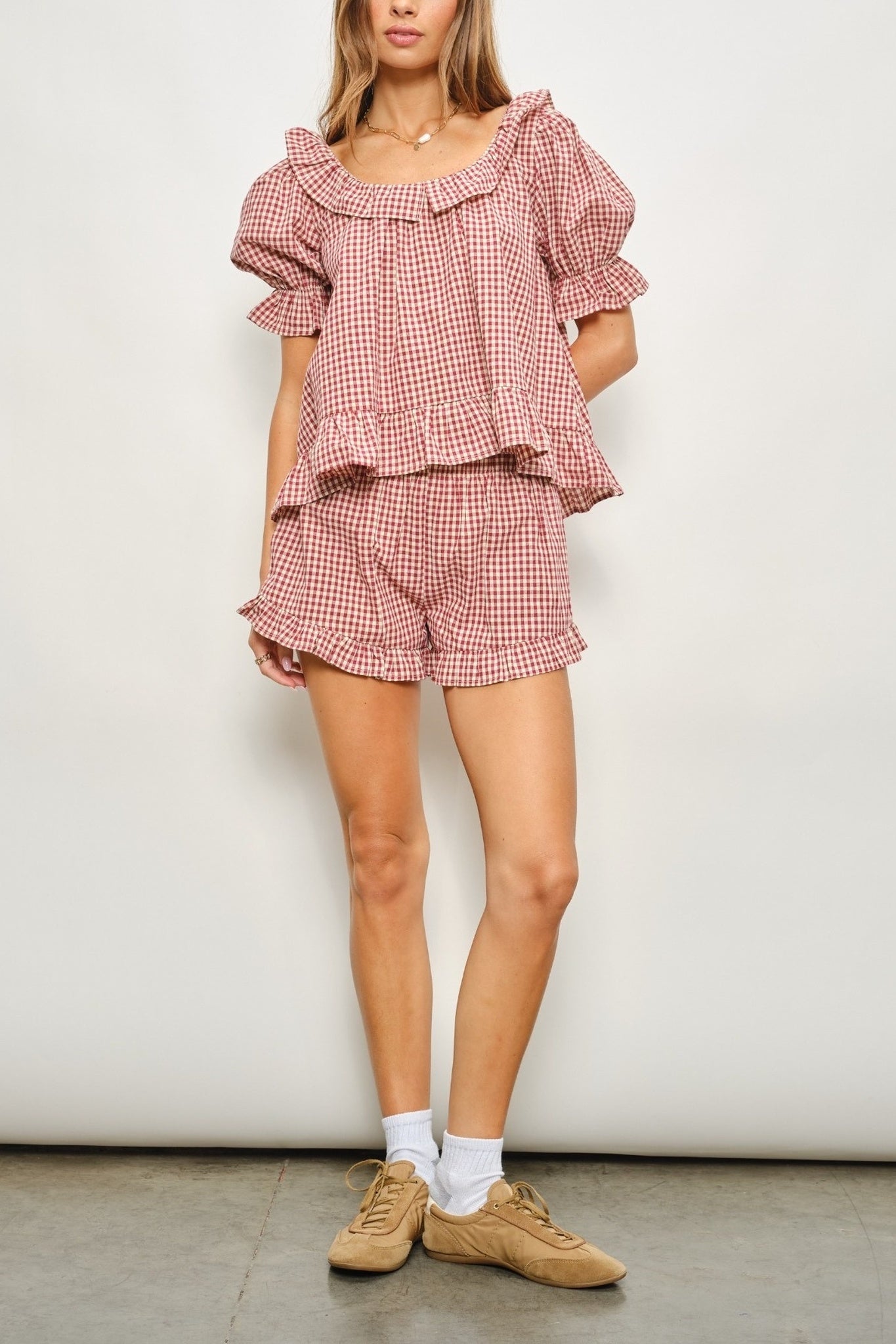 Gingham Ruffle Shorts
