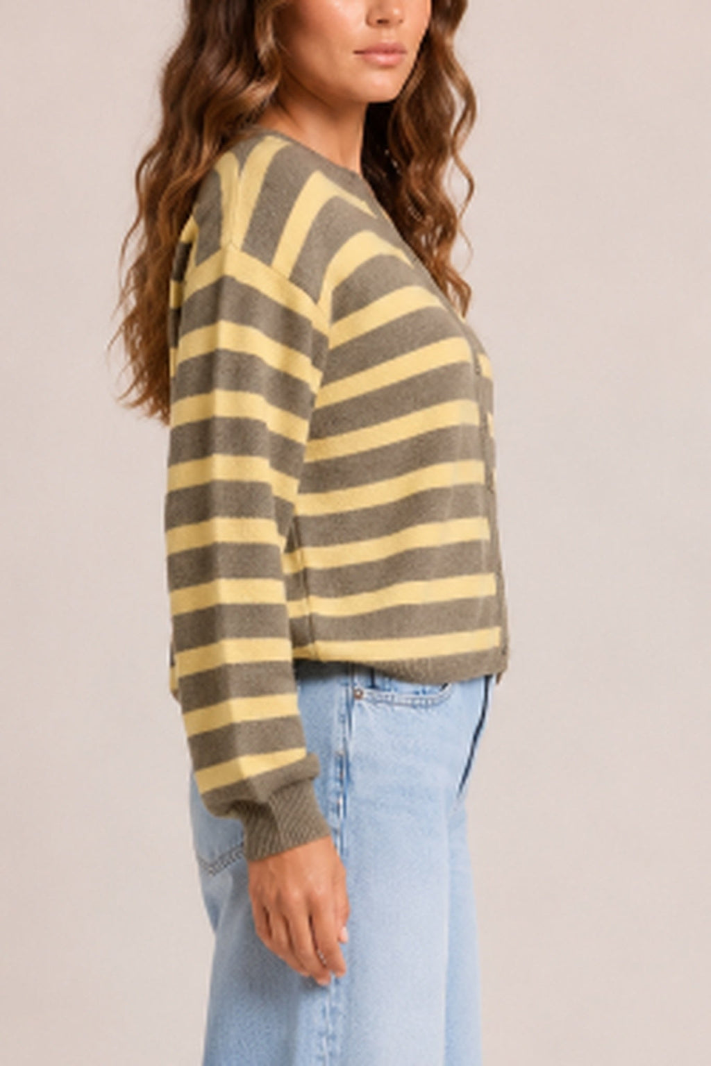 Striped Button Front Cardigan