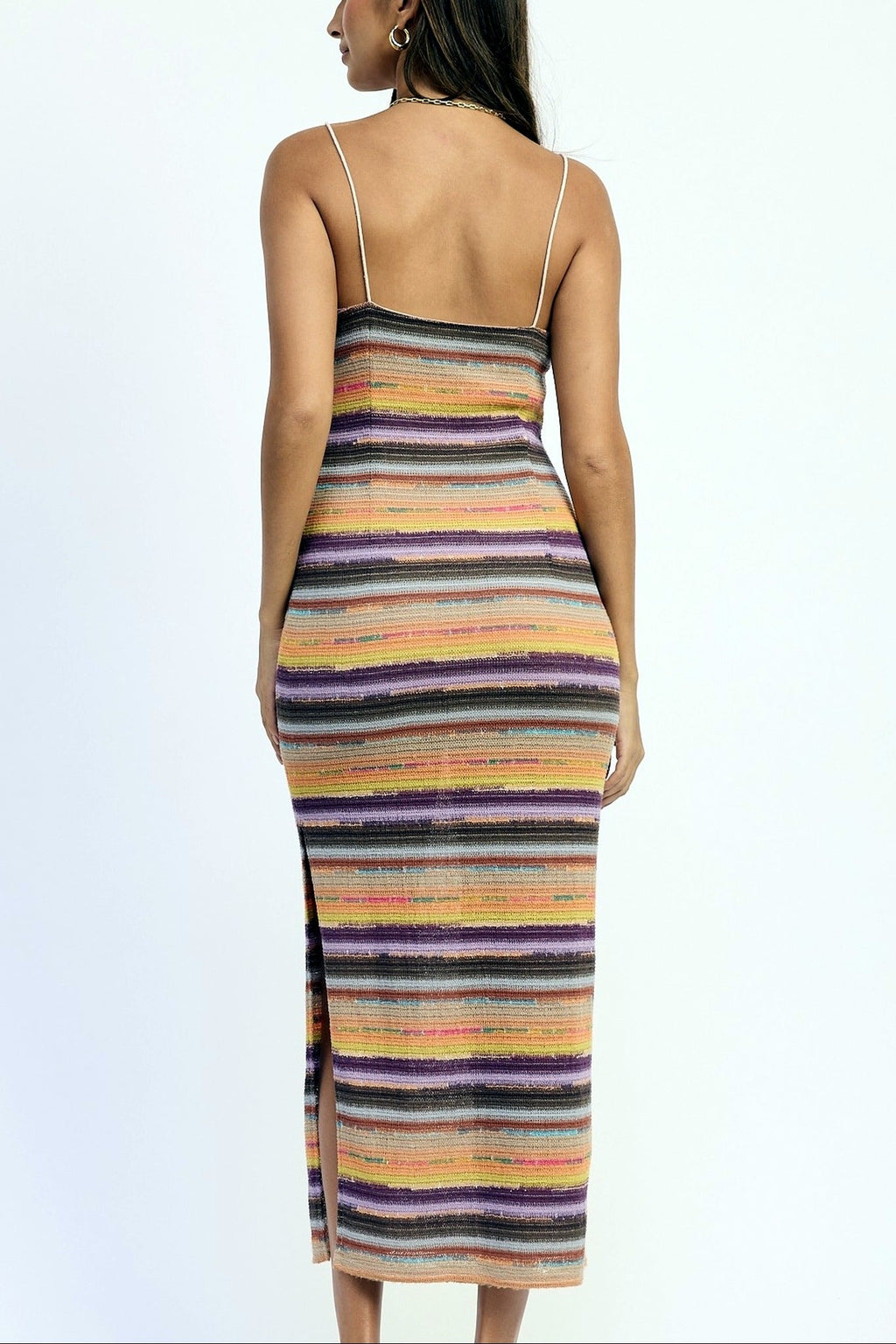 Striped Knit Cami Midi Dress