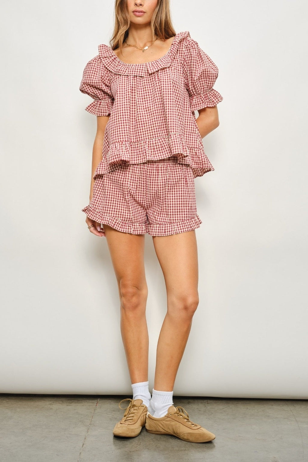 Ruffle Gingham Top